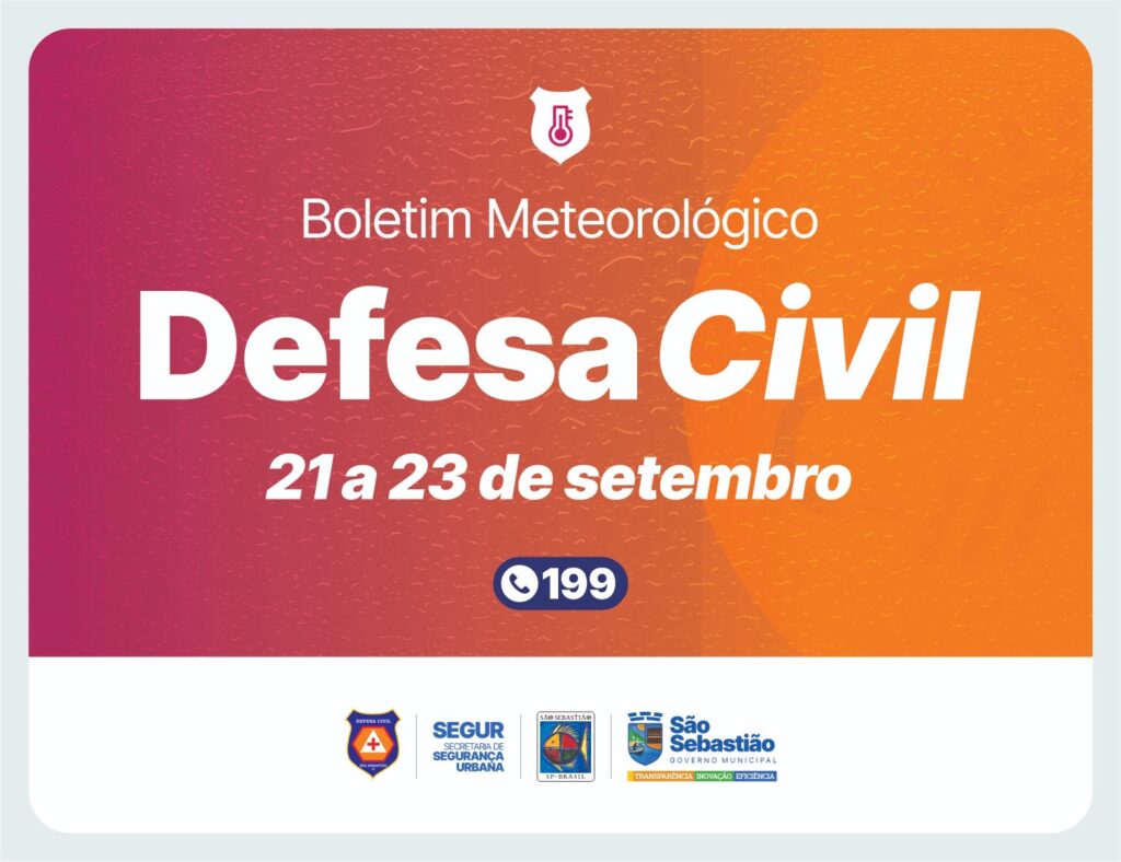 Boletim aponta para chuva persistente e ventos de até 60 km/h em São Sebastião até esta quarta-feira (23)