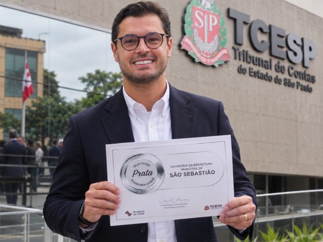 São Sebastião recebe Selo Prata do TCE-SP por boas práticas de gestão e atendimento ao cidadão